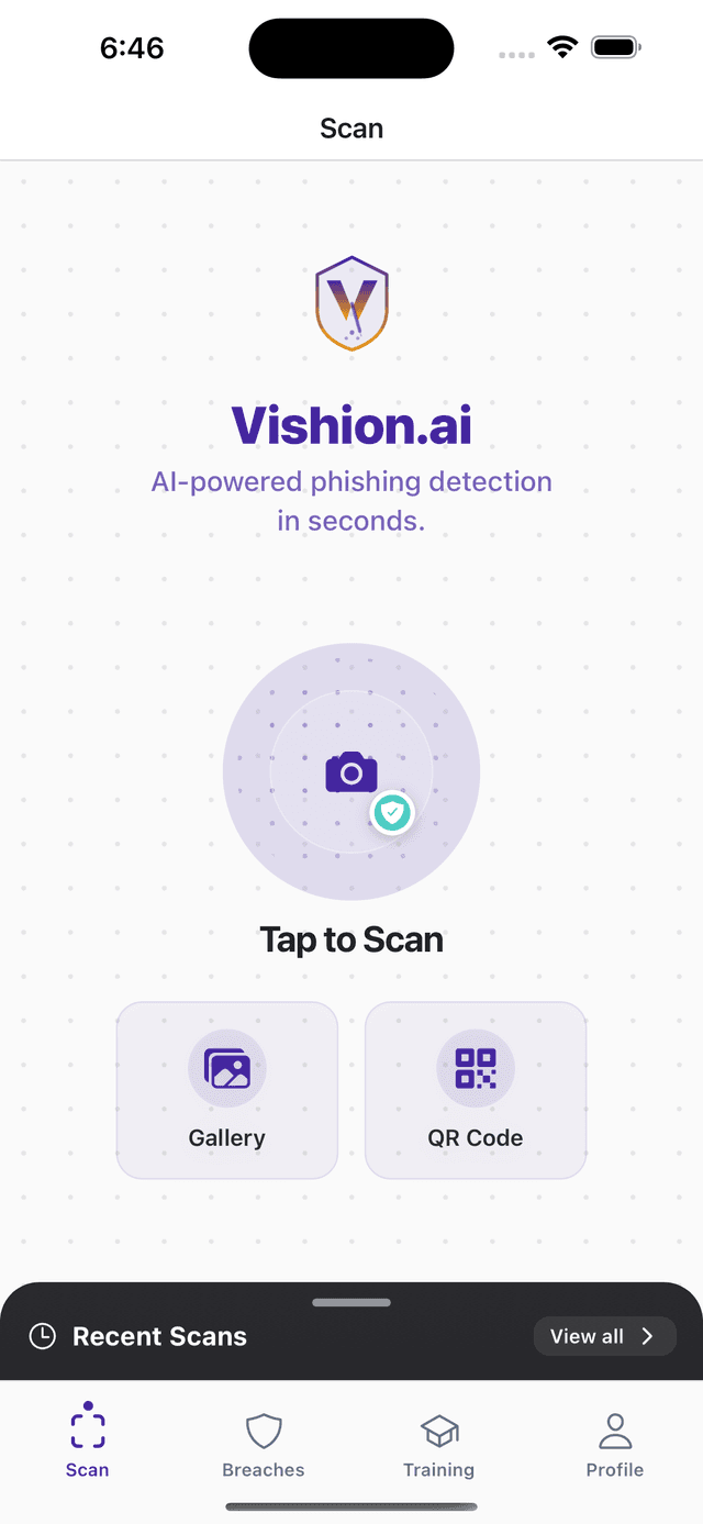 Vishion App Screen 1